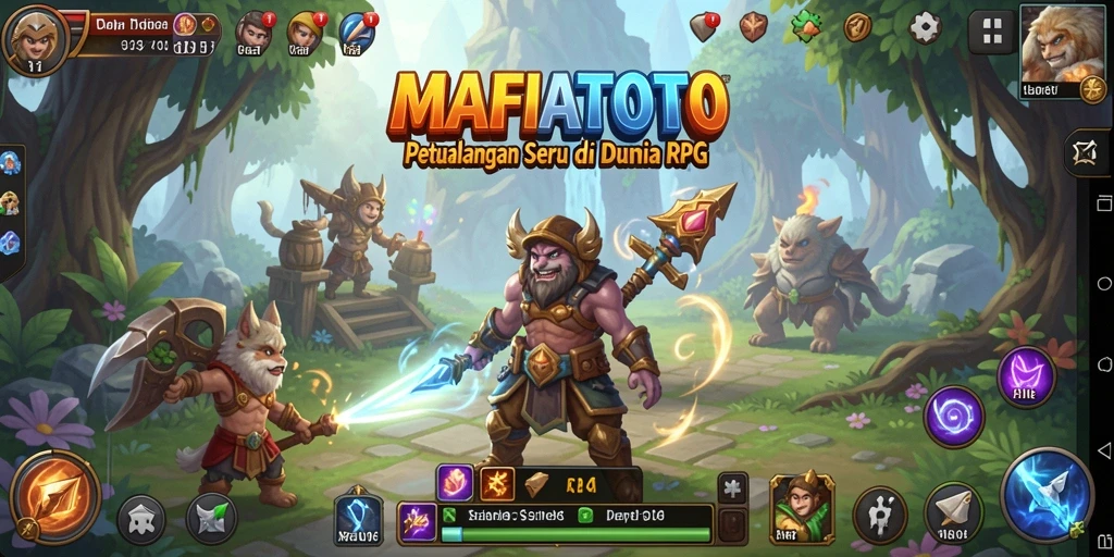 Tampilan antarmuka RPG dengan grafis yang menawan.