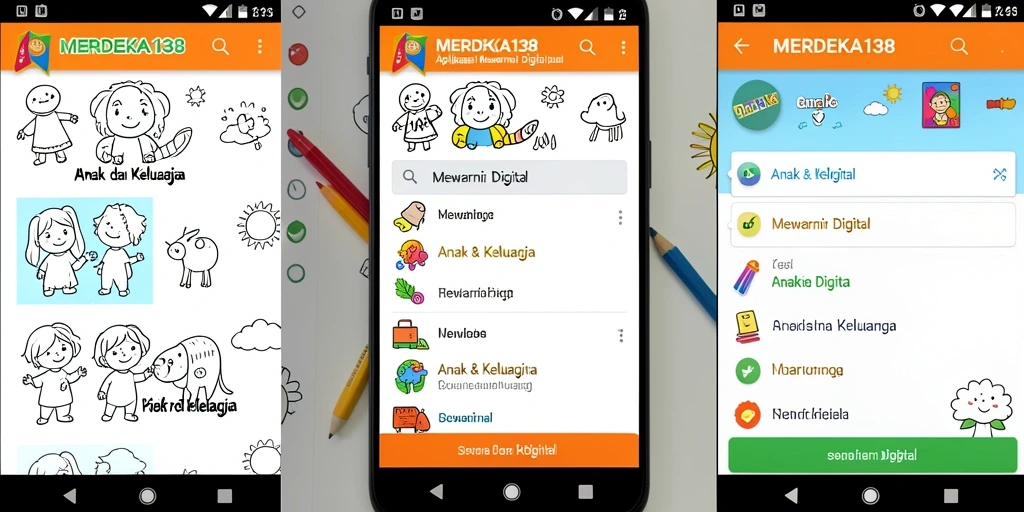 Tampilan antarmuka MERDEKA138 saat mewarnai gambar digital.