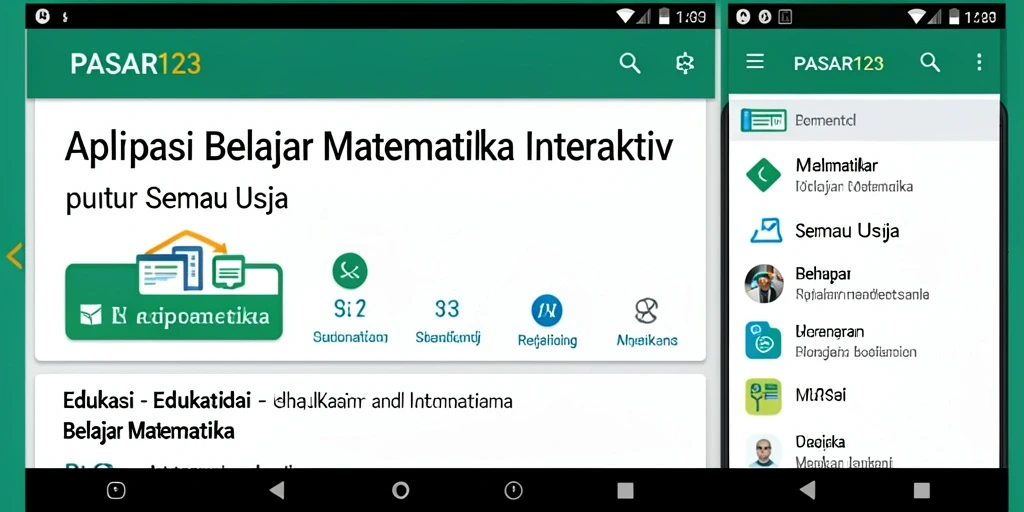 Antarmuka interaktif PASAR123 untuk belajar matematika.