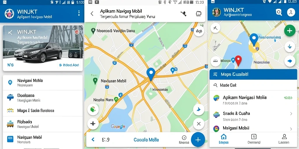 Antarmuka pengguna WINJKT yang jelas dan informatif untuk navigasi mobil.